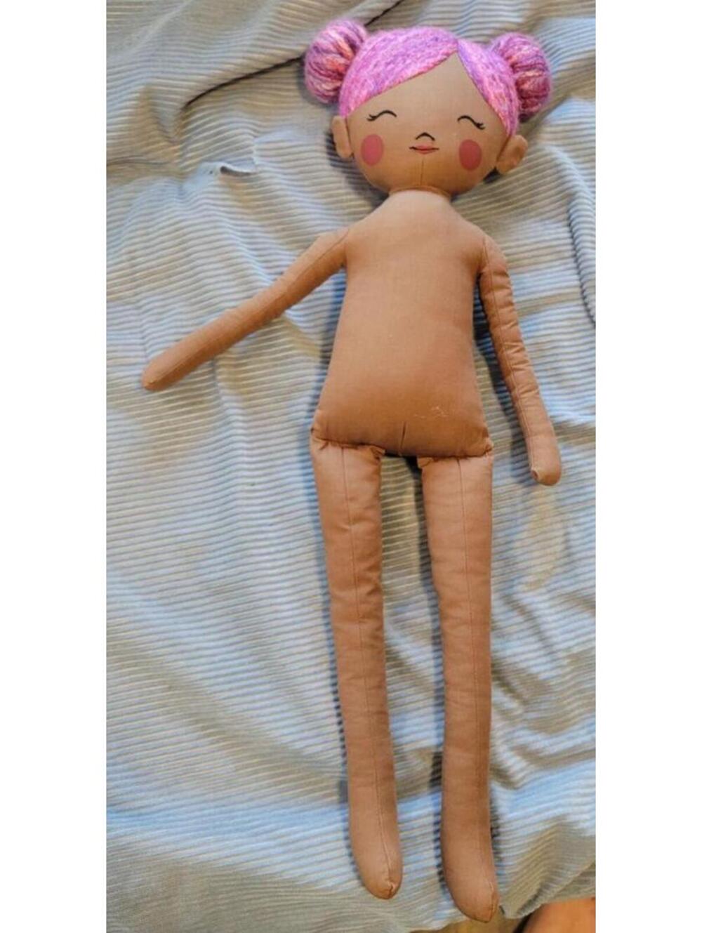 Handcrafted Doll with Pink Yarn Hair